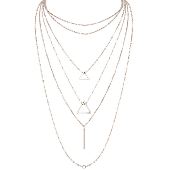 Geometric Triangle, Link Chain Necklace - Picture 2 of 5